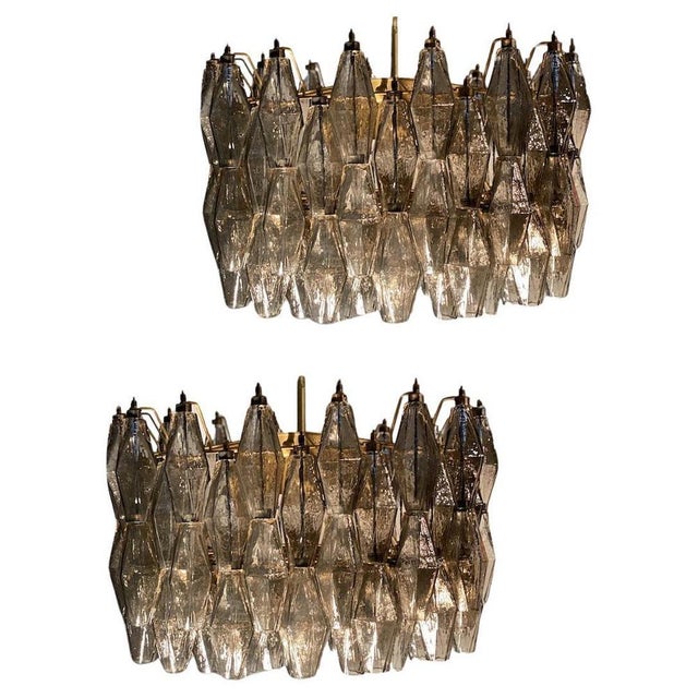 Modern Grey Smoke Poliedri Murano Glass Chandelier, 1990 For Sale - Image 12 of 12
