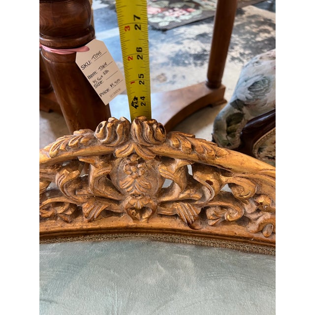 1970s 1970s Regal Gold Wooden Bench With Velvet Seating For Sale - Image 5 of 12