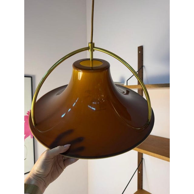 Beige Brown and Orange Single Pendant Lamp by Jo Hammerborg for Fog & Mørup For Sale - Image 8 of 11