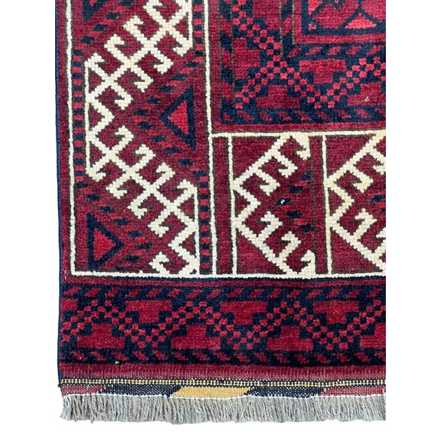 1980s Vintage Afghan Elephant Foot Wool Rug 7’2” X 10’4” For Sale - Image 5 of 6