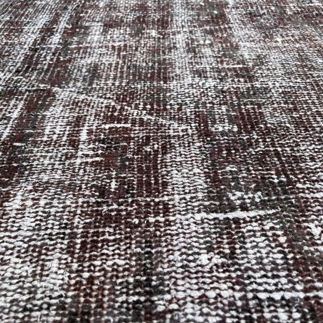 Charcoal Vintage Turkish Distressed Rug in Wool, 1970s For Sale - Image 8 of 11