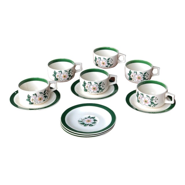 1940s Primrose Demitasse Cups & Saucers -12 Piece Set For Sale