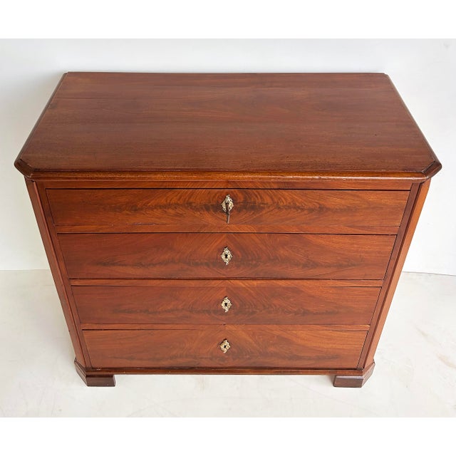 Biedermeier 19th-Century Biedermeier Style Mahogany Chest of Drawers, Matched Flame Grain For Sale - Image 3 of 13