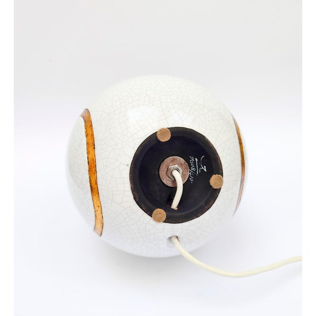 Gold White and Gold Ceramic Table Lamp with Crackle Design from Zaccagnini, 1970s For Sale - Image 8 of 10