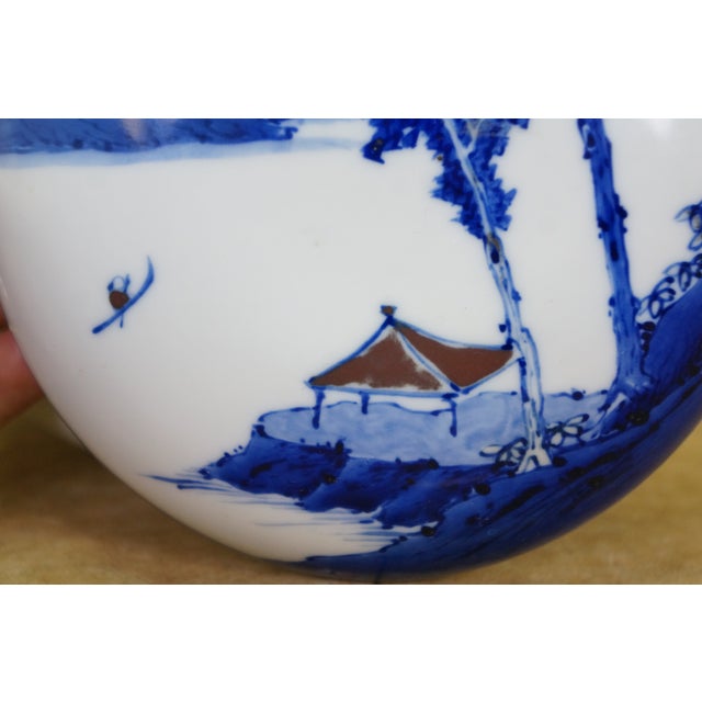 Early 20th Century Antique Chinese Qing Blue & White Round Porcelain Ink Seal Paste Box 5" For Sale - Image 5 of 13