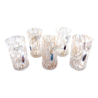 Hand Blown Alessandro Coppola Murano Art Glass Tumblers Handcrafted in Italy - Set of 5 For Sale