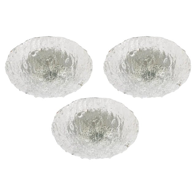 Large Murano Glass Flushmount Fixture Kaiser from Kaiser Idell / Kaiser Leuchten, Germany, 1970s For Sale