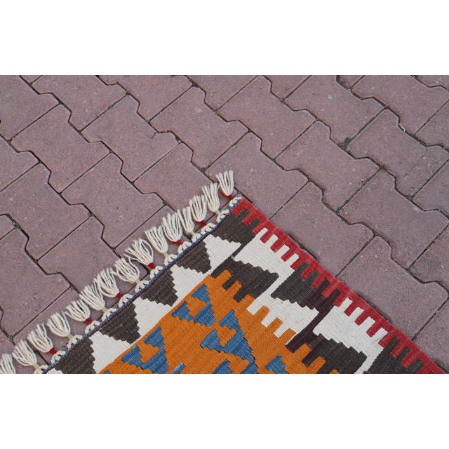 1970s Southwestern Style Geometric Design Turkish Kilim Rug For Sale In Sacramento - Image 6 of 8