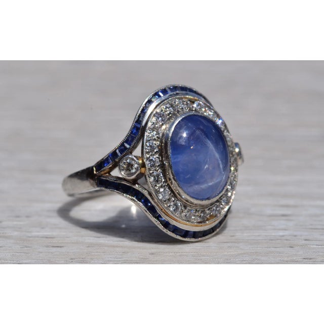 Silver The Lathrop: Star Sapphire and Diamond Ring in Platinum For Sale - Image 8 of 11