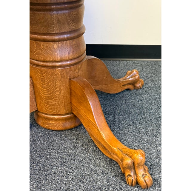1920s Early 20th Century Quarter Sawn Oak Claw Foot Dining Table For Sale - Image 5 of 10