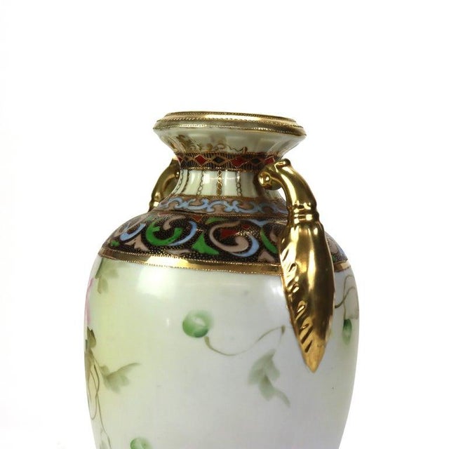 Antique Nippon Hand Painted Floral Porcelain Vase Signed C1920 For Sale - Image 9 of 11