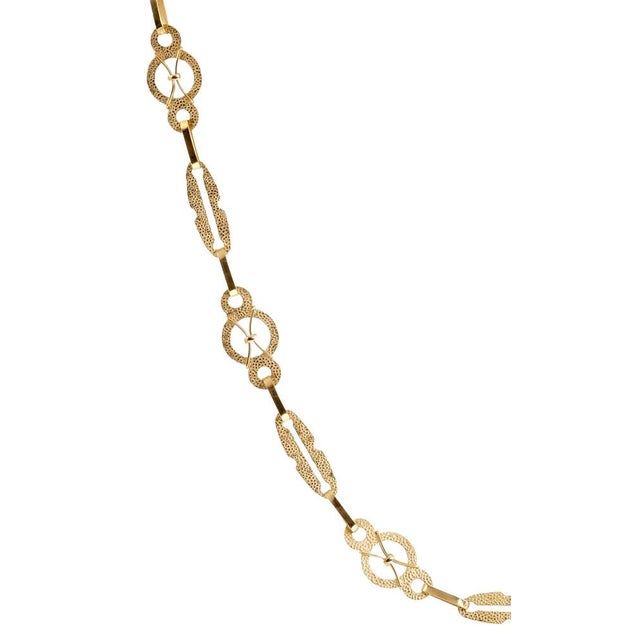 19.2K Gold Necklace. Portuguese, 20th century; made of 19.2kt gold; composed of textured mesh. with 'deer' hallmarks;...