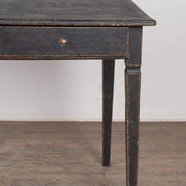 Late 19th Century Swedish Black Painted Pine Two-Drawer Table For Sale - Image 11 of 15