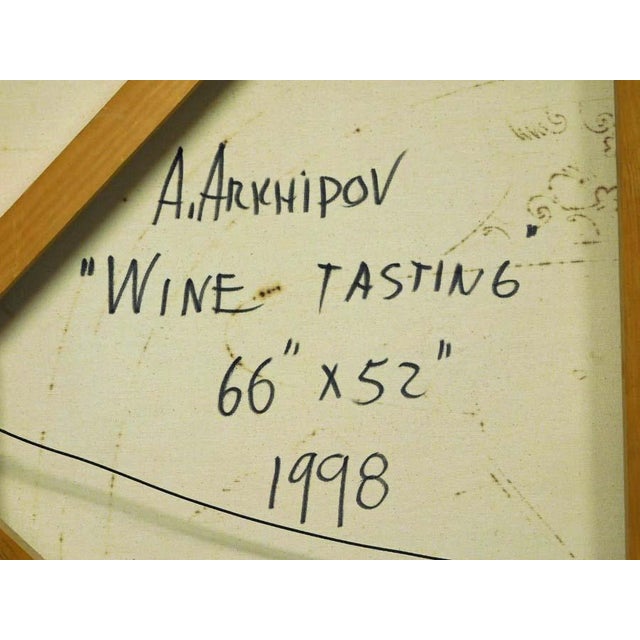 Impressionist Anton Arkhipov Wine Tasting 66x52 Original Russian Painting Art Artwork For Sale - Image 3 of 15