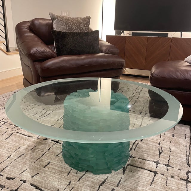 Contemporary 1980s Murano Stacked Glass Coffee Table For Sale - Image 3 of 6
