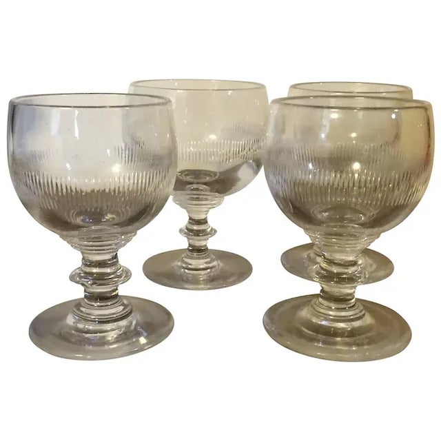 Antique Early 19th Century George III Anglo Irish Glass Crystal Wine Glasses - Set of 4 For Sale - Image 13 of 13