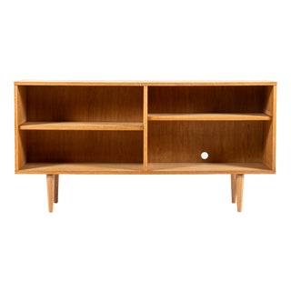 Vintage Danish Low Oak Bookcase, 1960s For Sale