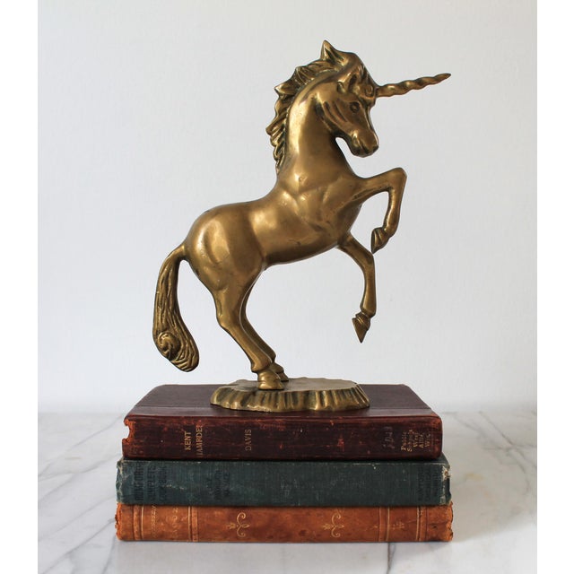 Brass Vintage Solid Brass Unicorn Figure For Sale - Image 8 of 12