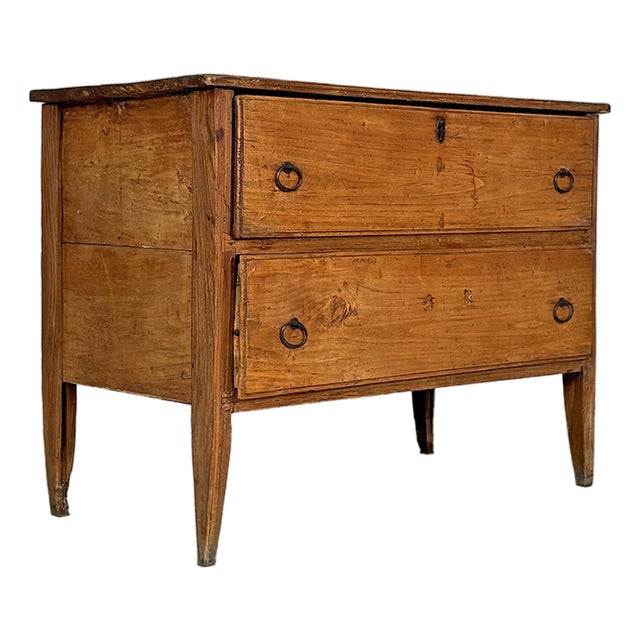 Italian Wooden Chest of Drawers with Iron Handles, 1930s For Sale