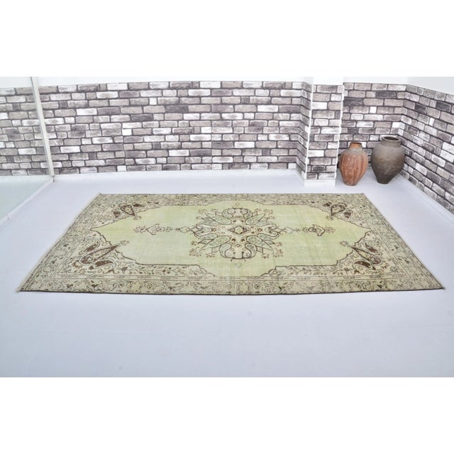 1960s Vintage Green Decor Hand Knotted Area Living Room Rug For Sale - Image 11 of 11