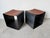Striking vintage Italian postmodern ottomans featuring a bold sculptural cube form crafted from bent steel with a rich...