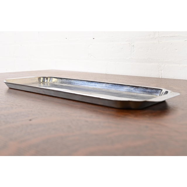 A gorgeous antique Arts & Crafts or Art Deco period chrome-plated serving tray, desk tray, or catchall By Chase USA, Circa...