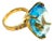 Bochic “Capri” Vintage Oval Shape Blue Topaz Diamond Set In 18K Gold & Silver For Sale
