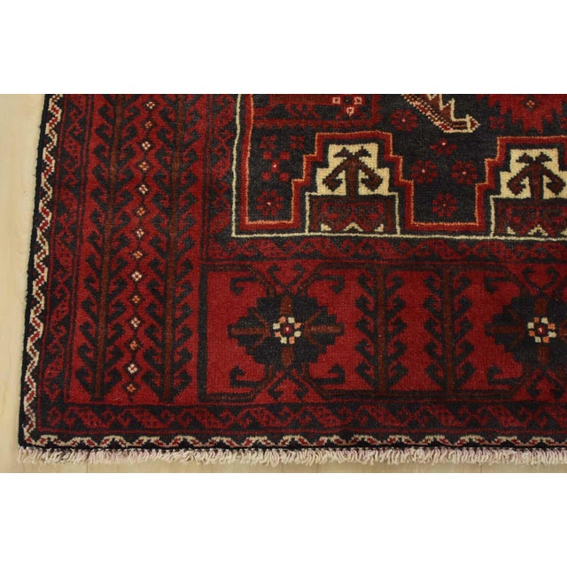 Baloch Rug 3’3” X 6’5” Blue Wool Vintage Tribal Hand-Knotted Oriental Carpet For Sale - Image 9 of 12