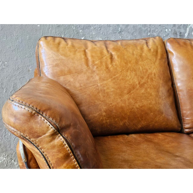 1980s Brown Leather Sofa from Roche Bobois, 1980s For Sale - Image 5 of 11