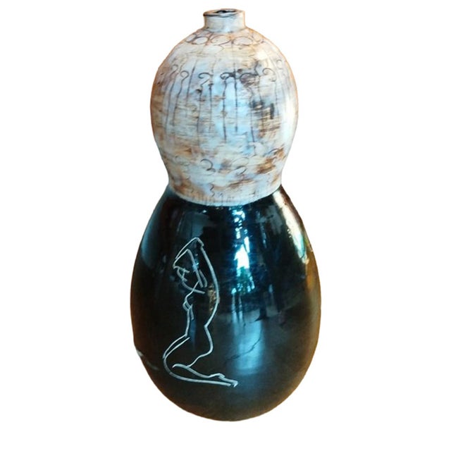1950s French Atelier Cérenne Ceramic Lamp Base With Sgraffito Nude, Vallauris, C. 1950 For Sale - Image 6 of 13