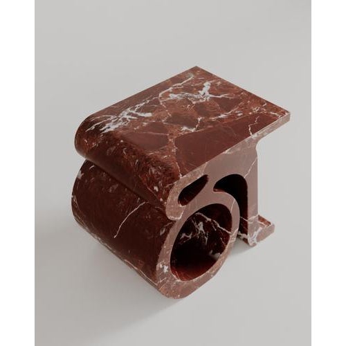 Travertino Silver Marble Prae Stool by Esther Knopfler For Sale - Image 11 of 18