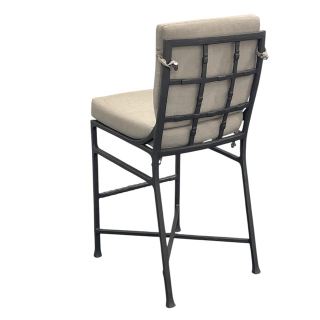 Castelle Marquis Aluminum Patio Barstools- Set of 3, Outdoor Bar Stool For Sale In Naples, FL - Image 6 of 12