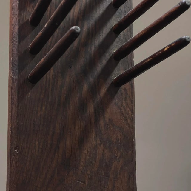 Wood Antique Primitive Sculptural Hand Built Chestnut Loom Rack For Sale - Image 7 of 10