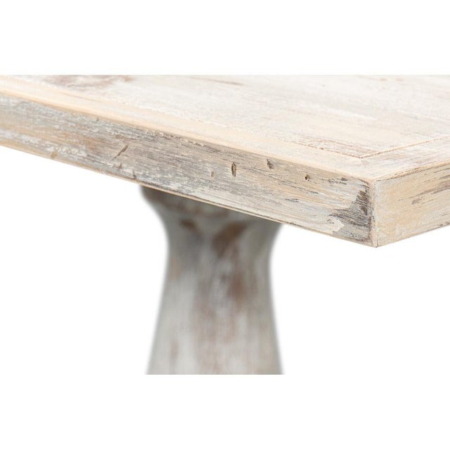 Antiqued Bistro Table in Grey Oak, Turned Pedestal For Sale - Image 11 of 12