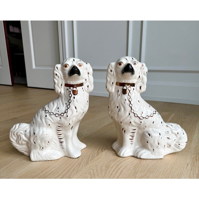 Mid 20th Century Vintage William Kent Staffordshire Ware Copper-Luster Spaniel Dogs, Pair For Sale - Image 5 of 10