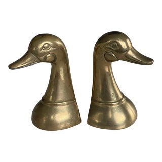 Brass Duck Bookends - a Pair For Sale