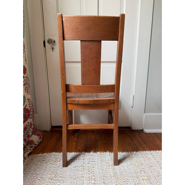 Antique Oak Mission Chair For Sale - Image 4 of 12