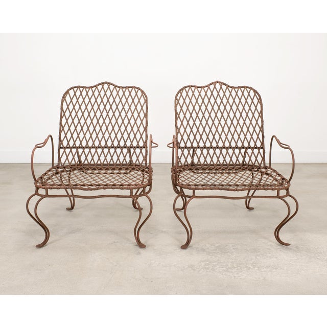 Rose Tarlow Pair of Rose Tarlow Twig Iron Garden Lounge Chairs + Ottomans For Sale - Image 4 of 18