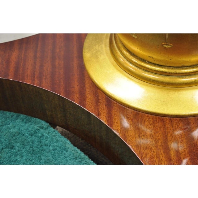 Vintage French Regency Style Mahogany & Gold Gilt Plume Table Pedestal Base (A) For Sale - Image 9 of 16