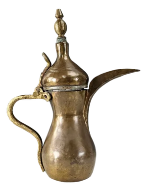 19th Century Middle Eastern Arabic Dallah Coffee Pot in Chased Brass, 11"