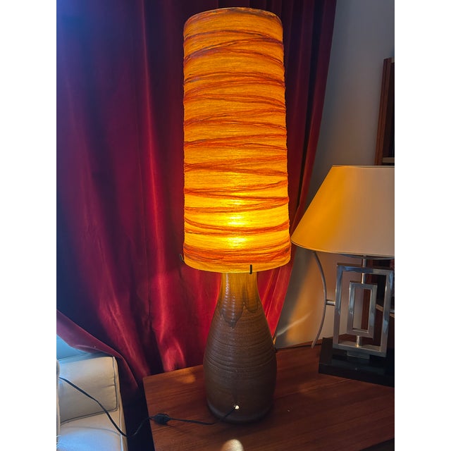 Resin Shade Terracotta Double-Lighting Lamp by Accolay, 1960 For Sale - Image 10 of 11