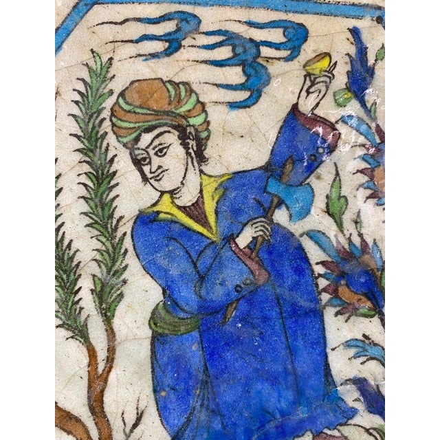 Hexagonal Hand-Painted Earthenware Tile, Asia For Sale - Image 6 of 12