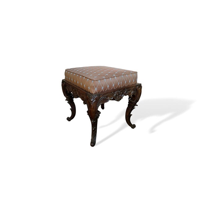 Early 19th Century Early 19th Century Rocco Style Hand Carved Mahogany Stool For Sale - Image 5 of 5