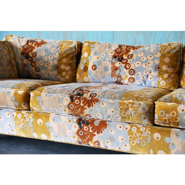 1960s Attributed to Milo Baughman for Thayer Coggin Sofa Jack Lenor Larsen Primavera For Sale - Image 6 of 15