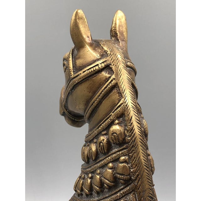 Gold Vintage Handmade Brass Horse Statue, 1960s For Sale - Image 8 of 16