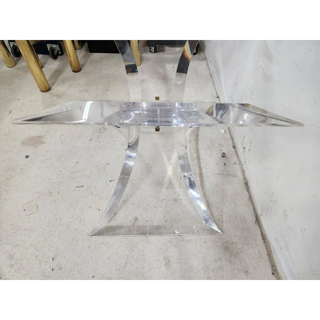 MCM Lucite Dining Center Side Table Base Hollywood Regency by Lion in Frost For Sale - Image 10 of 12