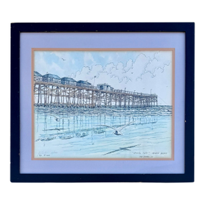 Vintage Gil McCue “Crystal Pier” Limited-Edition Print, Original San Diego Coastal Seascape Art, Signed