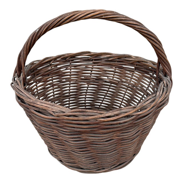 A Antique Woven Reed Basket, Circa 1900 For Sale