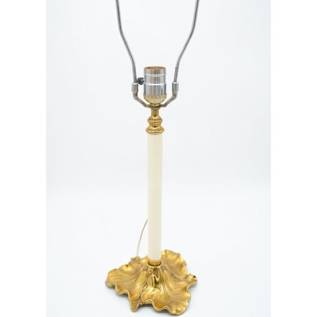 1950s Vintage Art Nouveau Gold Leaf Base Table Lamps For Sale - Image 5 of 12