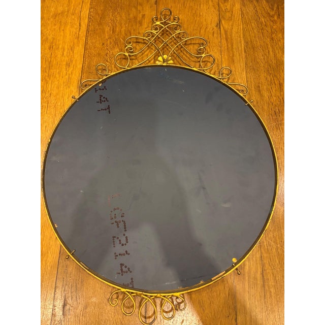 1950s Round Wall Mirror in Gilt Metal with Scrollwork, 1950s For Sale - Image 5 of 7